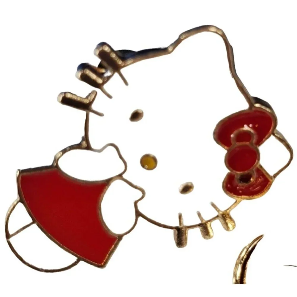 Hello Kitty Lapel Pin Cat Hair Bow Brooch Enamel Badge Pin Accessories Jewelry